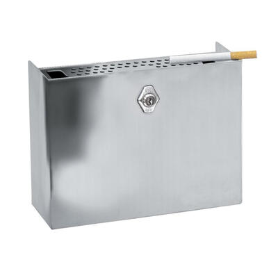 Cenicero de pared exterior de acero inoxidable con llave